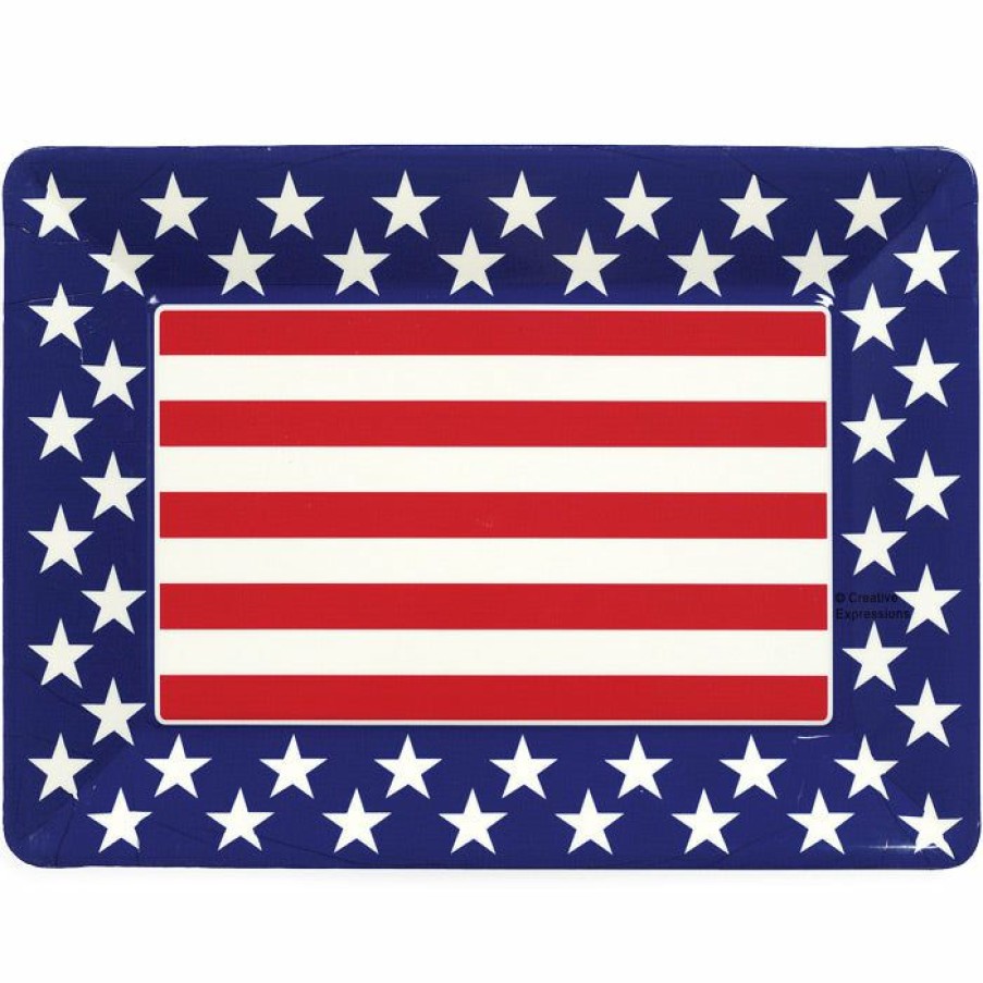 Holidays * | Creative Converting Patriotic And 4Th Of July Party Decorations Plastic Tray, Patriotic 12 X 16