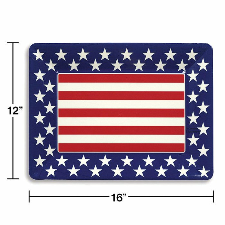 Holidays * | Creative Converting Patriotic And 4Th Of July Party Decorations Plastic Tray, Patriotic 12 X 16