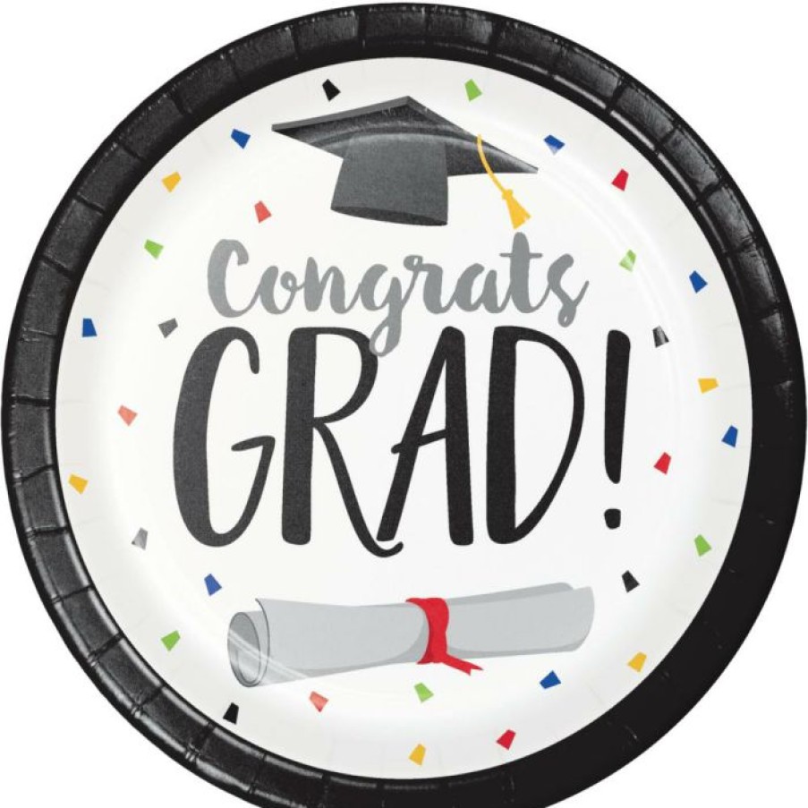 Graduation Party Supplies * | Creative Converting Graduation Fun Dessert Plate, Congrats Grad (8/Pkg) Graduation Party Supplies