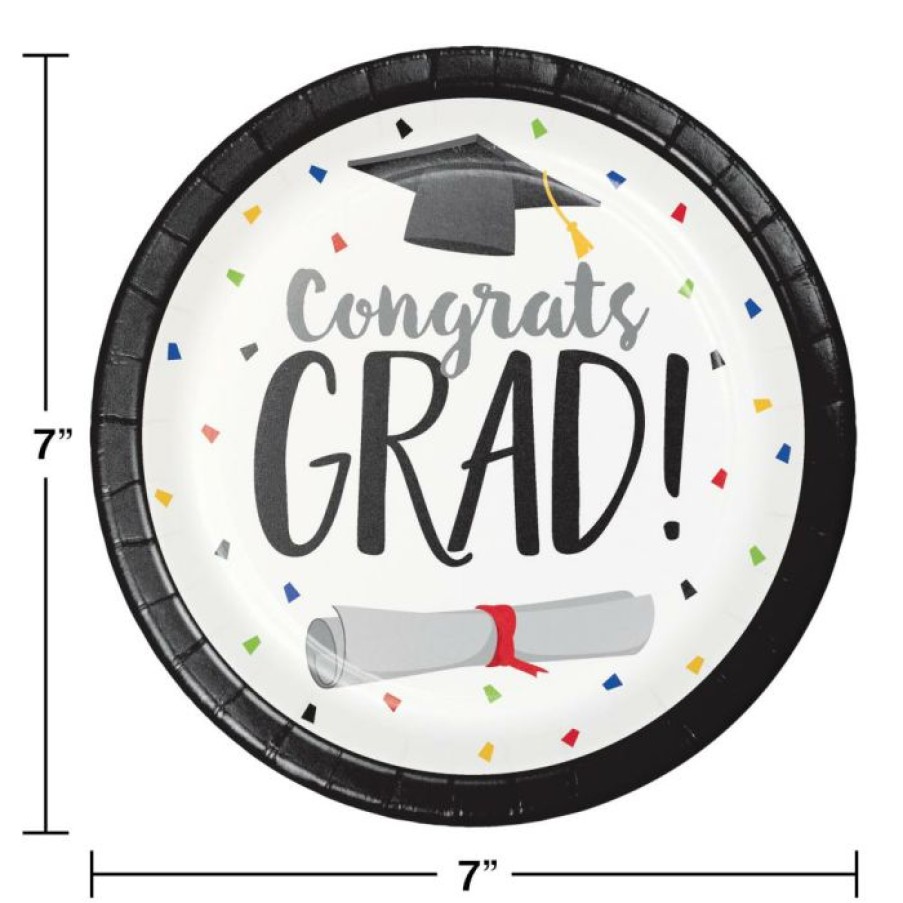 Graduation Party Supplies * | Creative Converting Graduation Fun Dessert Plate, Congrats Grad (8/Pkg) Graduation Party Supplies