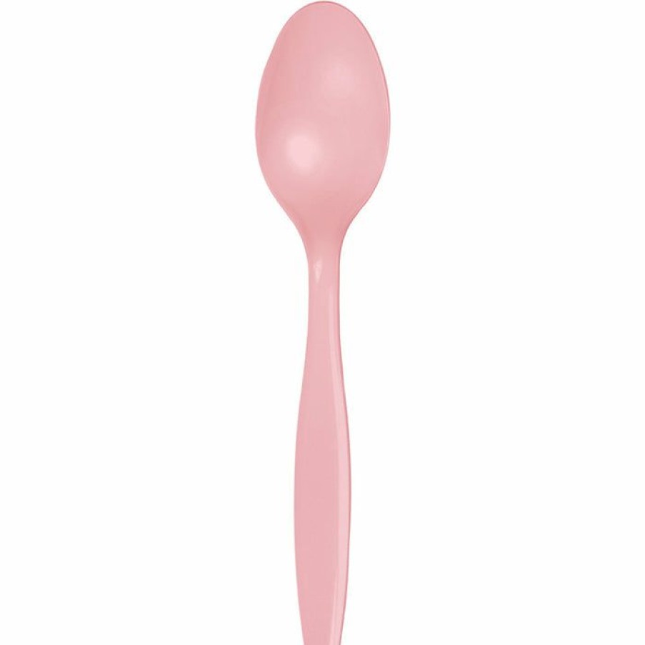 Solid Color Tableware * | Creative Converting Classic Pink Plastic Spoons, 24 Ct Solid Color Tableware