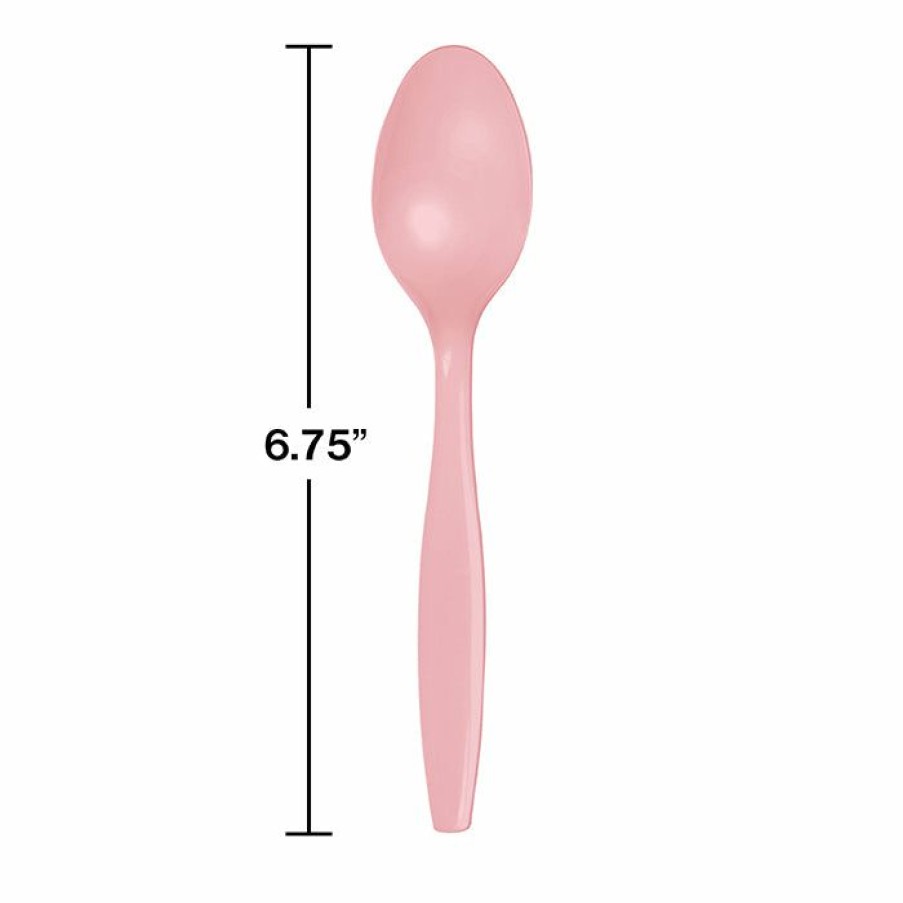 Solid Color Tableware * | Creative Converting Classic Pink Plastic Spoons, 24 Ct Solid Color Tableware