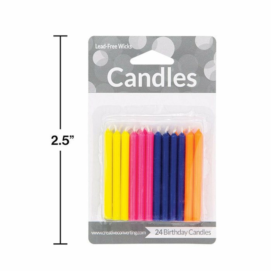 Birthdays * | Creative Converting Birthday Party Candles Flourescent Candles, 24 Ct