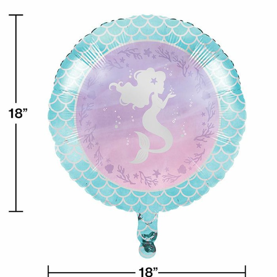 Birthdays * | Creative Converting Kids Birthday Party Themes Mermaid Shine Metallic Balloon 18