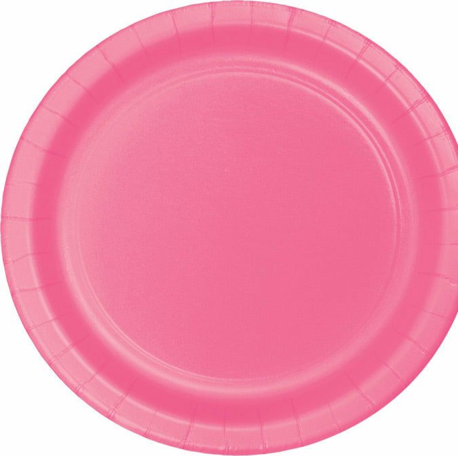 Solid Color Tableware * | Creative Converting Candy Pink Banquet Plates, 24 Ct