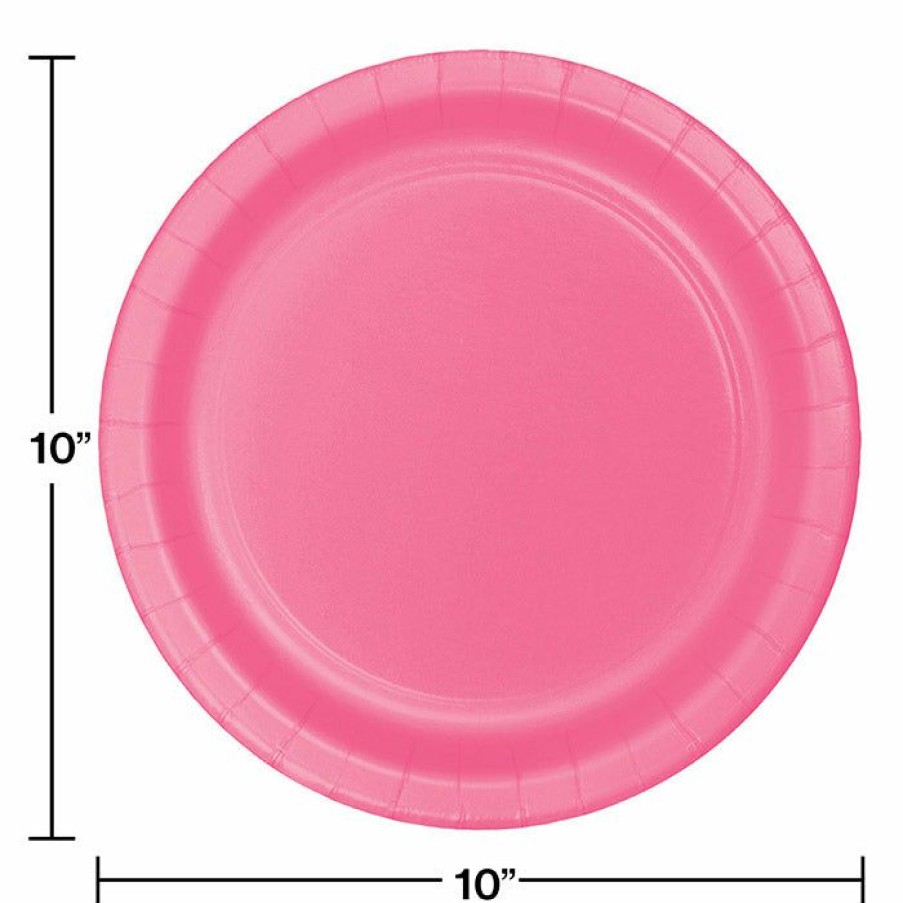 Solid Color Tableware * | Creative Converting Candy Pink Banquet Plates, 24 Ct