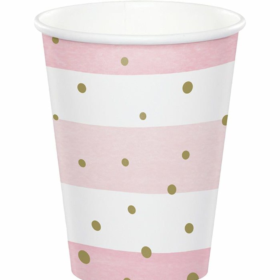 Birthdays * | Creative Converting Pink Gold Celebration Hot/Cold Cups 9Oz. 8Ct 1St Birthday Party Themes