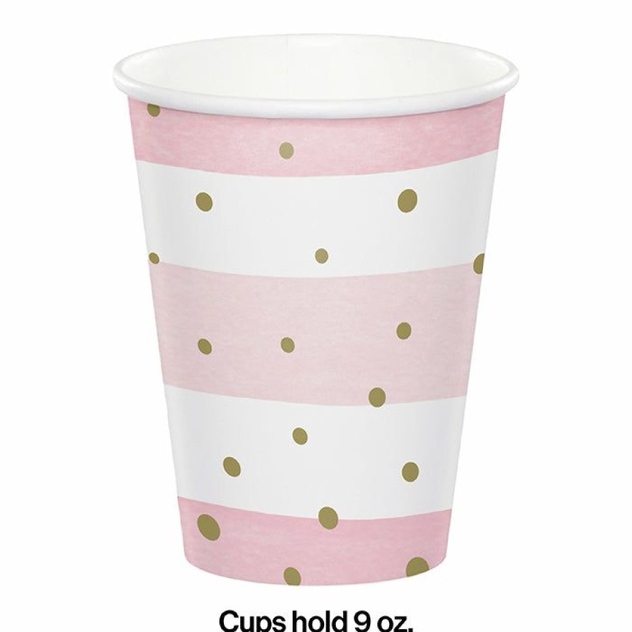 Birthdays * | Creative Converting Pink Gold Celebration Hot/Cold Cups 9Oz. 8Ct 1St Birthday Party Themes