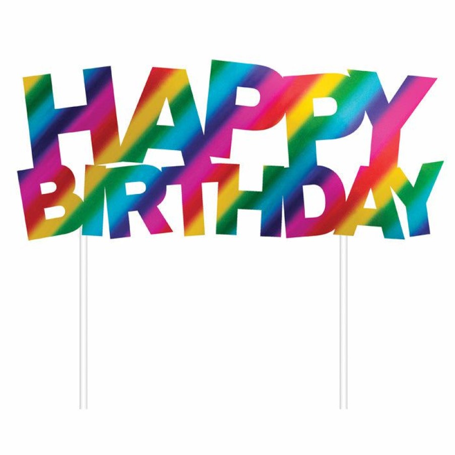 Birthdays * | Creative Converting Kids Birthday Party Themes Rainbow Foil Happy Birthday Cake Topper