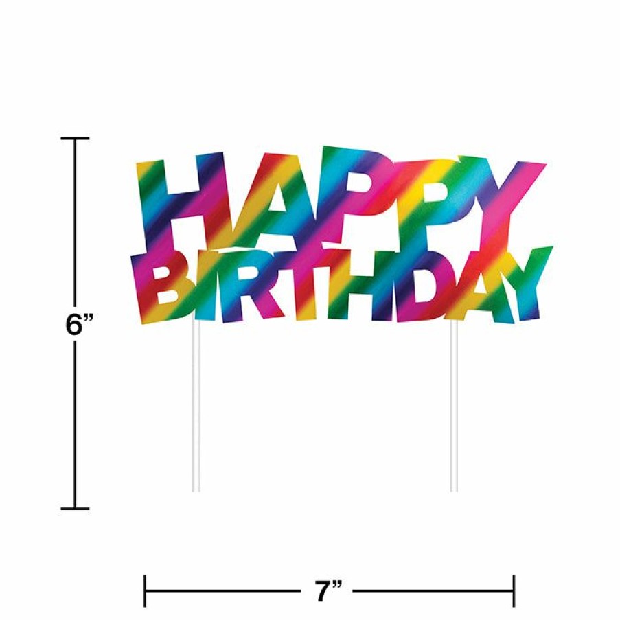 Birthdays * | Creative Converting Kids Birthday Party Themes Rainbow Foil Happy Birthday Cake Topper