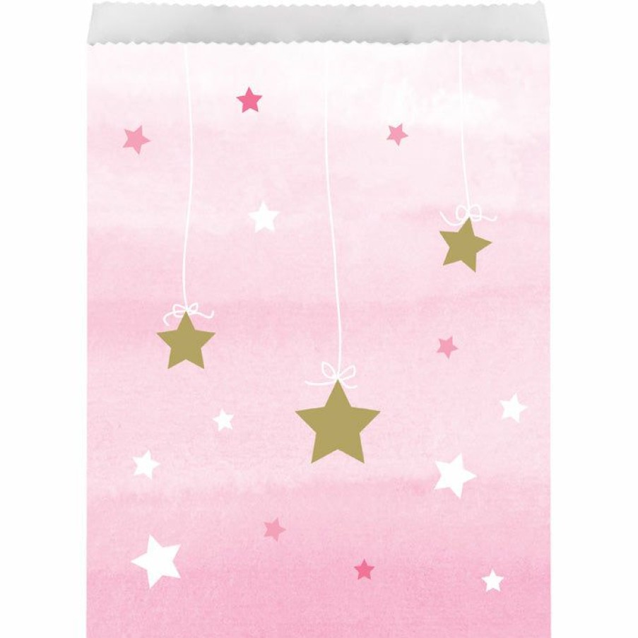 Birthdays * | Creative Converting One Little Star Girl Paper Treat Bag Large (120/Case)