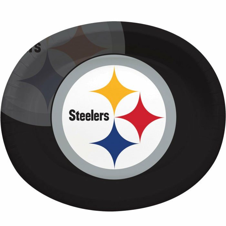 Sports * | Creative Converting Pittsburgh Steelers Oval Platter 10 X 12 , 8 Ct Nfl And Football Party Supplies