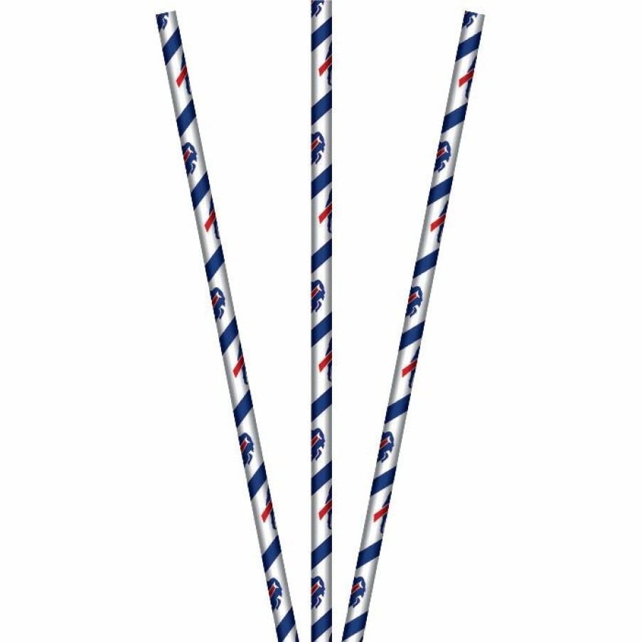 Sports * | Creative Converting Buffalo Bills Paper Straws, 24 Ct Nfl And Football Party Supplies