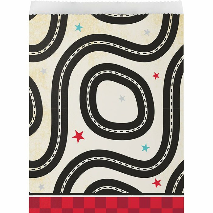 Birthdays * | Creative Converting Kids Birthday Party Themes Vintage Race Car Paper Treat Bags 96 Ct