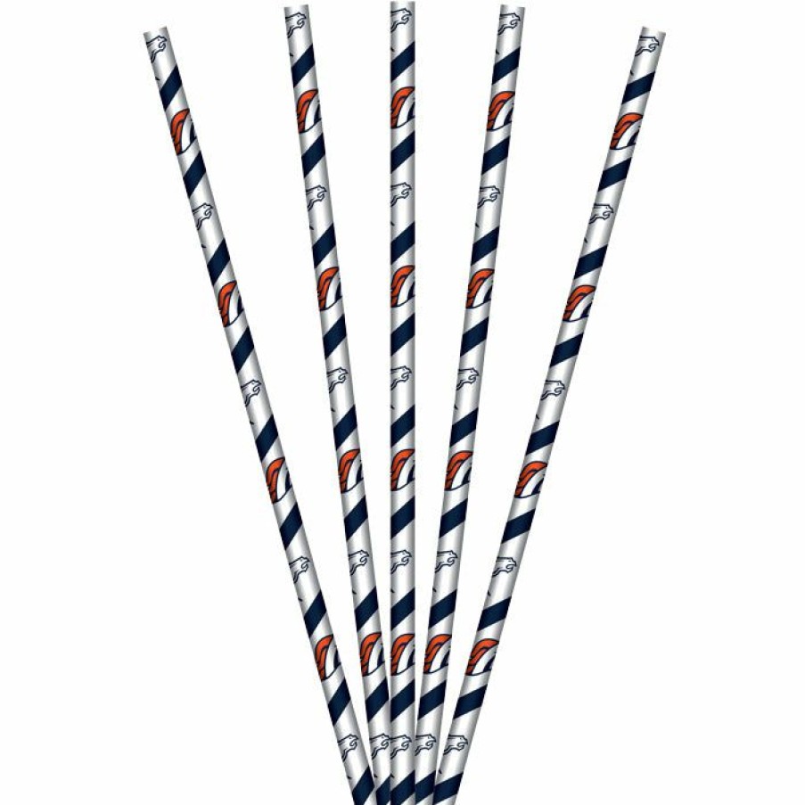 Sports * | Creative Converting Denver Broncos Paper Straws, 24 Ct