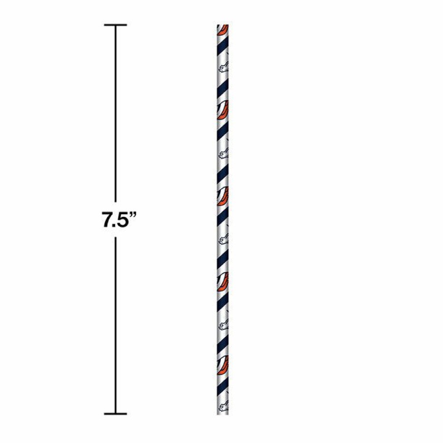 Sports * | Creative Converting Denver Broncos Paper Straws, 24 Ct