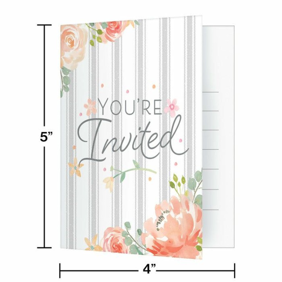 Baby Showers * | Creative Converting Baby Showers Farmhouse Floral Foldover Invitations Baby Shower (48/Case)