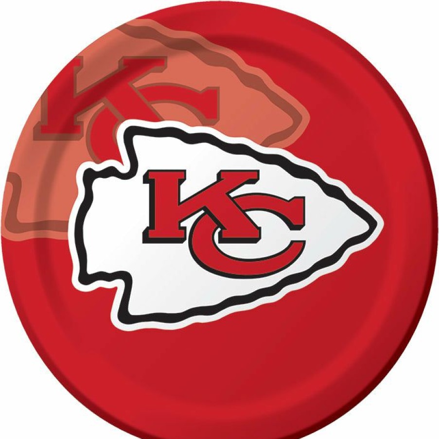 Sports * | Creative Converting Kansas City Chiefs Paper Plates, 8 Ct Nfl And Football Party Supplies