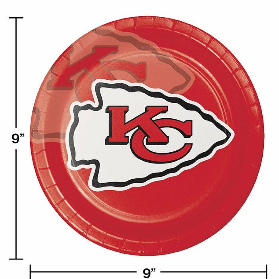 Sports * | Creative Converting Kansas City Chiefs Paper Plates, 8 Ct Nfl And Football Party Supplies