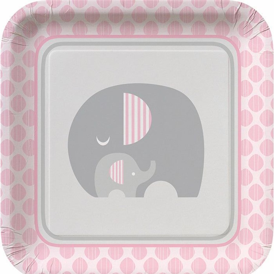 Baby Showers * | Creative Converting Little Peanut Girl Elephant Paper Plates, 8 Ct