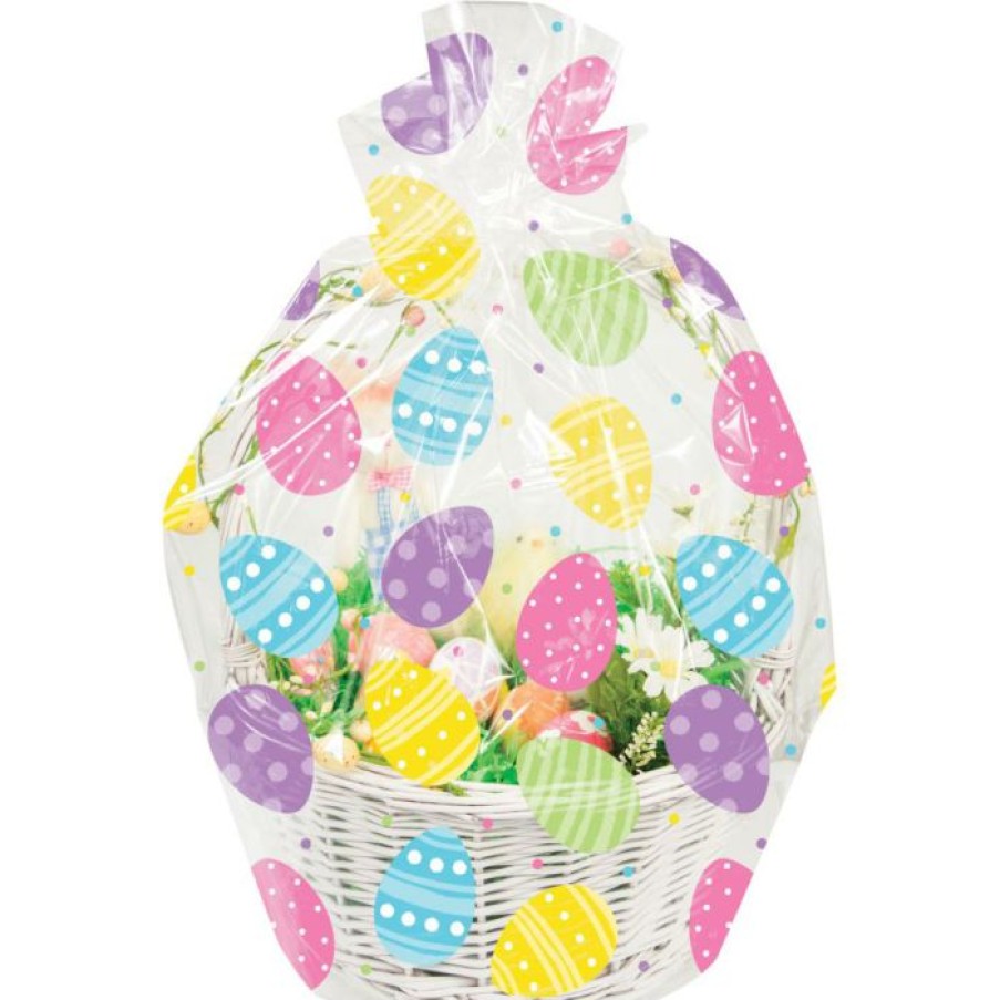 Holidays * | Creative Converting Cello Basket Bag, Easter Eggs (1/Pkg) Easter Party Supplies