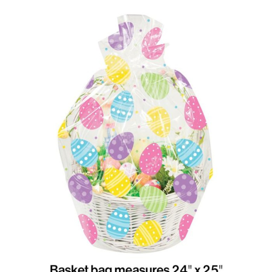 Holidays * | Creative Converting Cello Basket Bag, Easter Eggs (1/Pkg) Easter Party Supplies