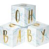 Baby Showers * | Creative Converting Blue Marble Centerpiece Baby Blocks, Foil (3/Pkg) Baby Showers