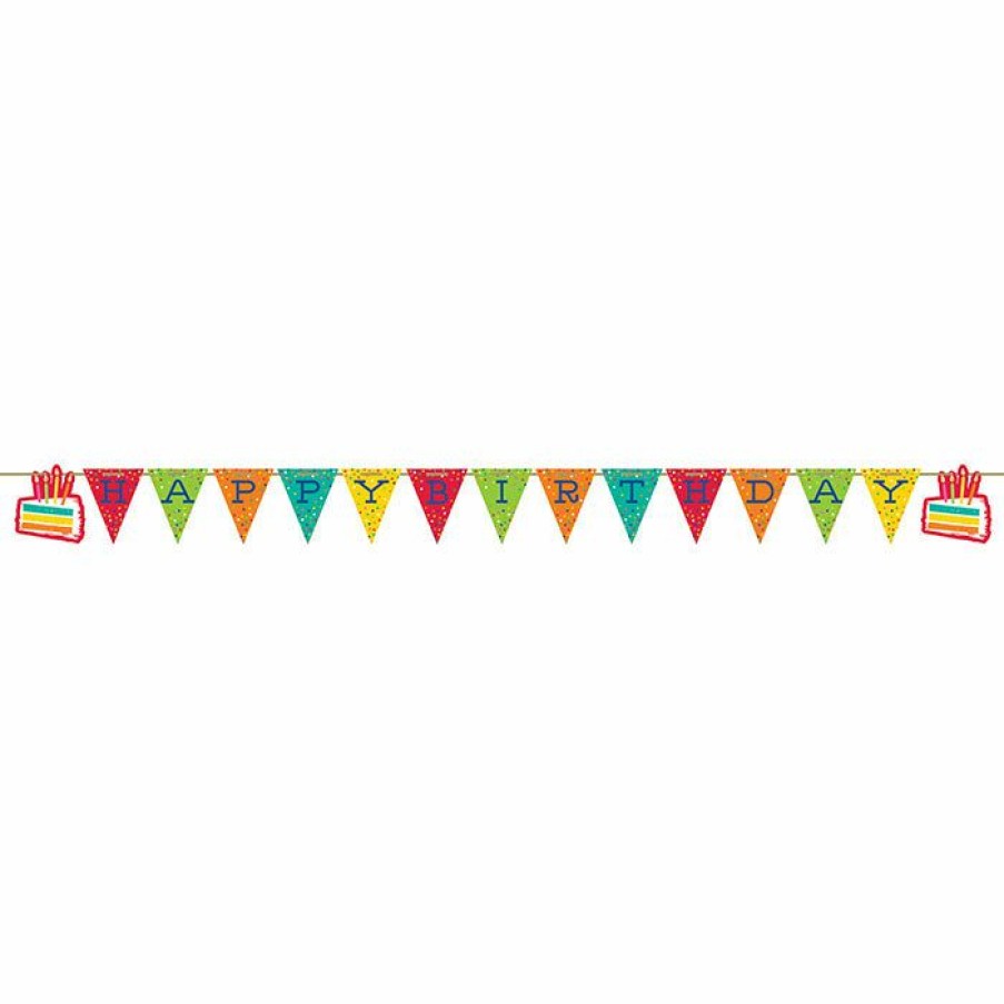 Birthdays * | Creative Converting Festive Cake Shaped Banner W/ Ribbon 1Ct