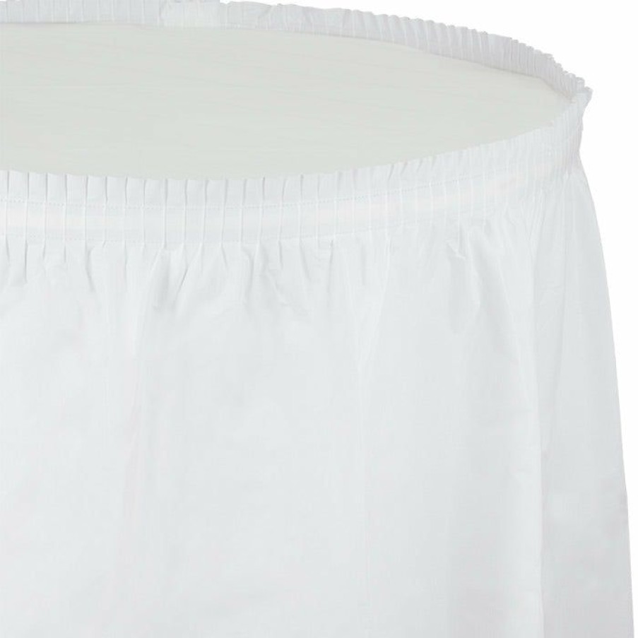 Solid Color Tableware * | Creative Converting White Plastic Tableskirt, 14 X 29