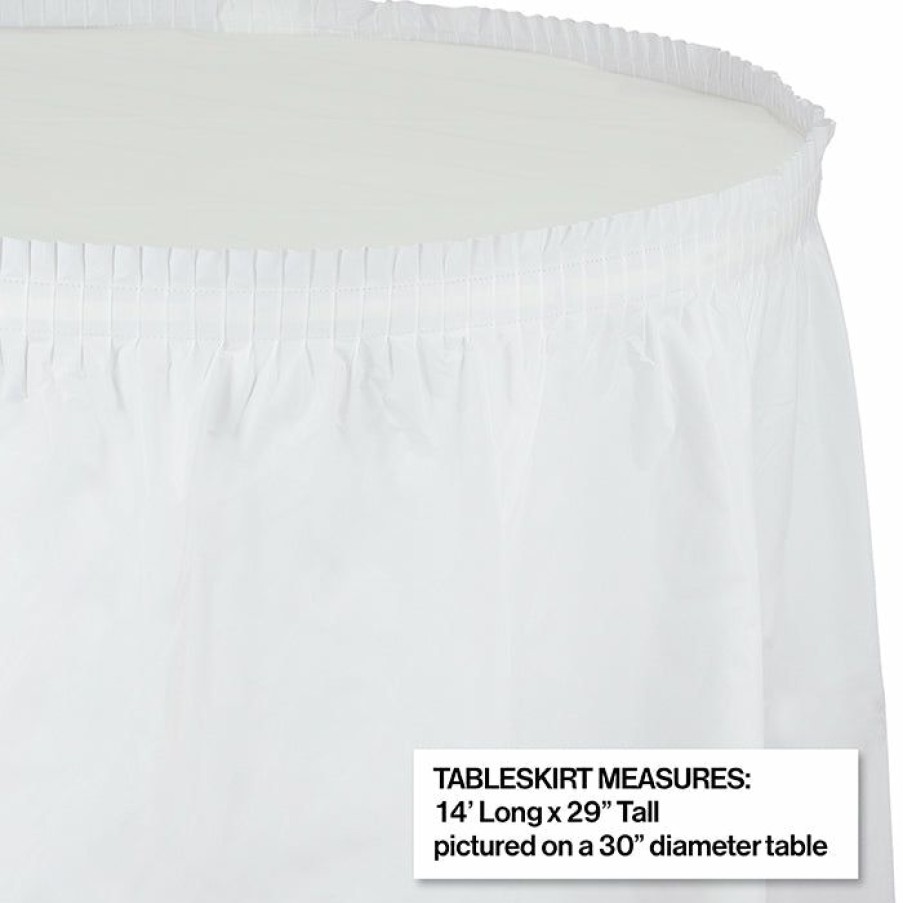 Solid Color Tableware * | Creative Converting White Plastic Tableskirt, 14 X 29