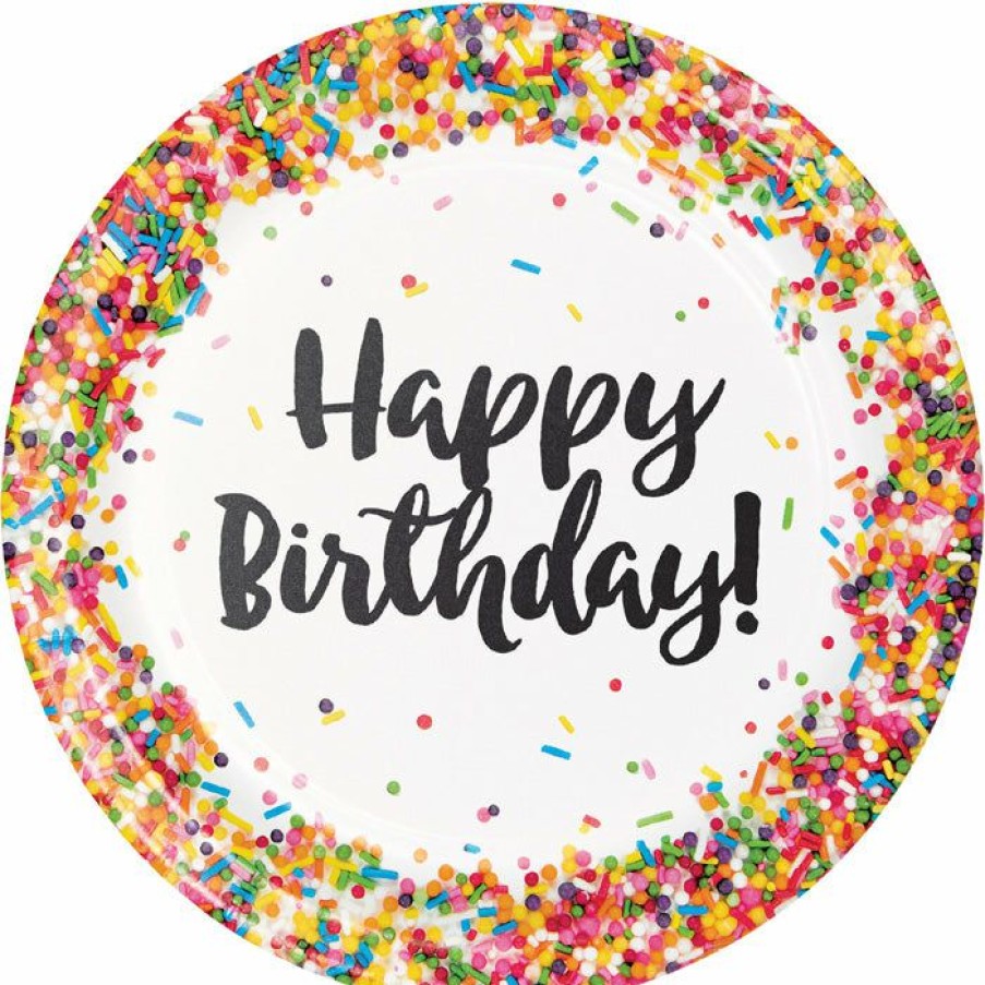 Birthdays * | Creative Converting Confetti Sprinkles Paper Plates, 8 Ct Kids Birthday Party Themes