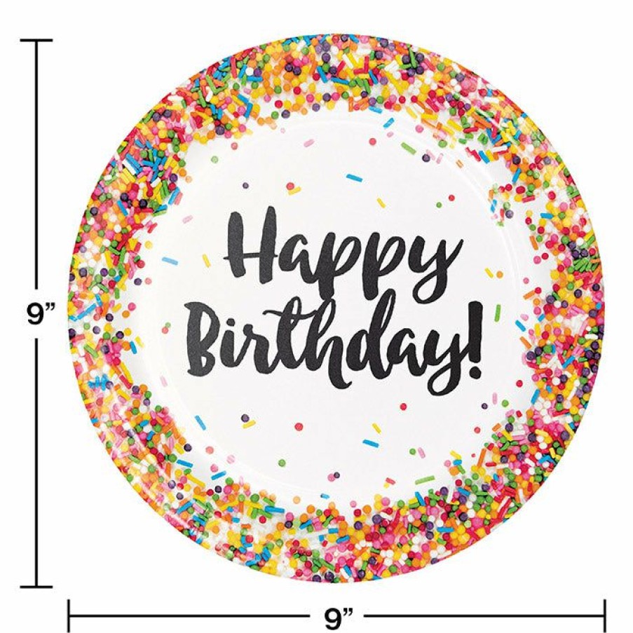 Birthdays * | Creative Converting Confetti Sprinkles Paper Plates, 8 Ct Kids Birthday Party Themes