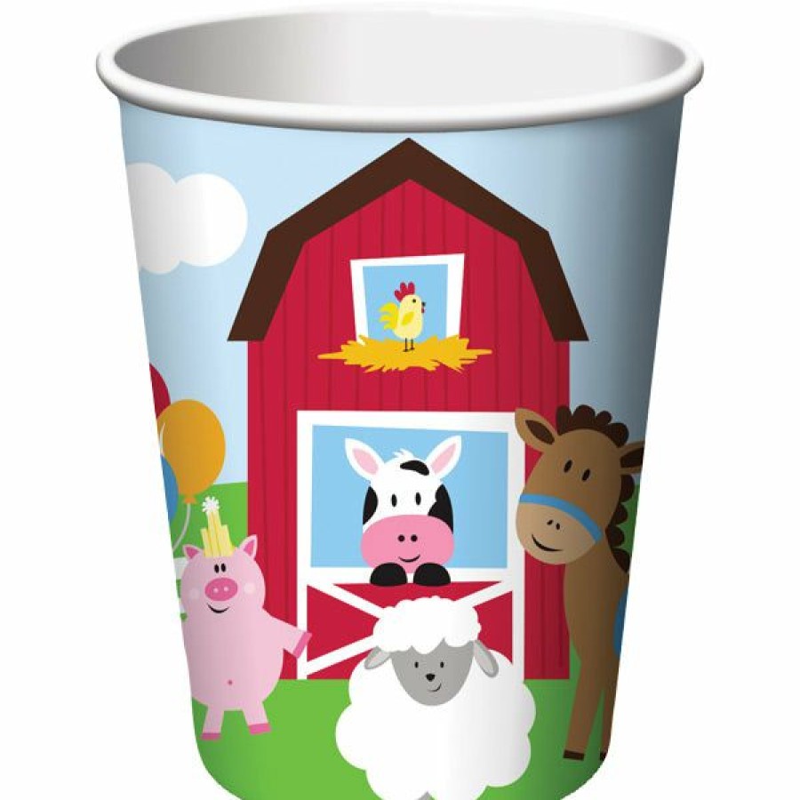 Birthdays * | Creative Converting Kids Birthday Party Themes Farmhouse Fun Hot/Cold Paper Cups 9 Oz., 8 Ct