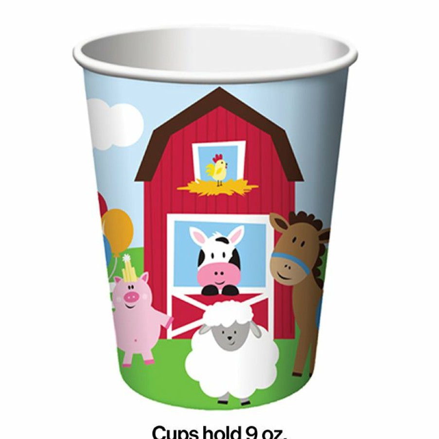 Birthdays * | Creative Converting Kids Birthday Party Themes Farmhouse Fun Hot/Cold Paper Cups 9 Oz., 8 Ct