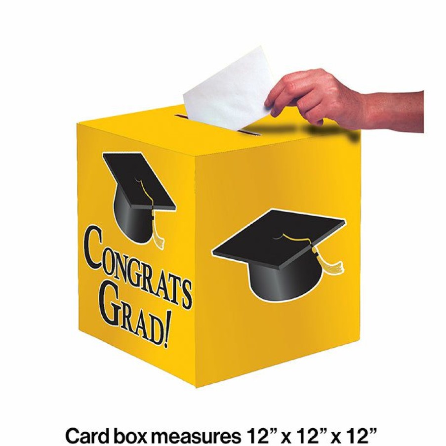 Graduation Party Supplies * | Creative Converting Graduation Party Supplies Graduation Card Box, Grad, 9 Yellow