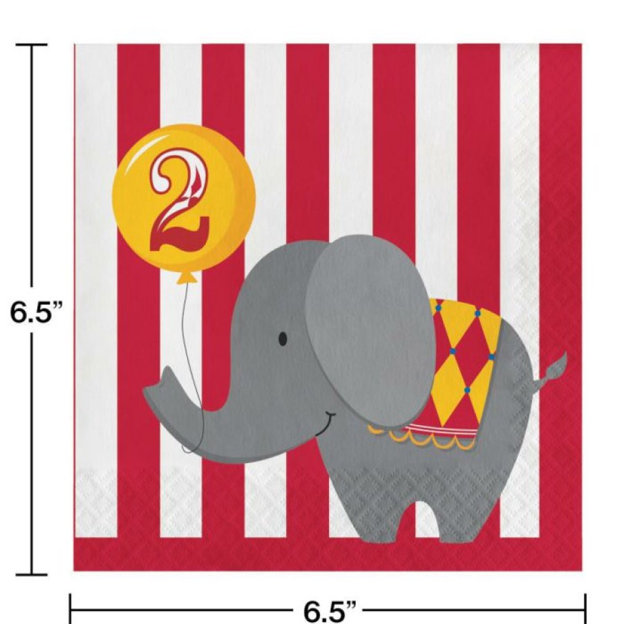 Birthdays * | Creative Converting Circus Time! Lunch Napkins, 3-Ply, 2Nd Birthday (192/Case) 1St Birthday Party Themes