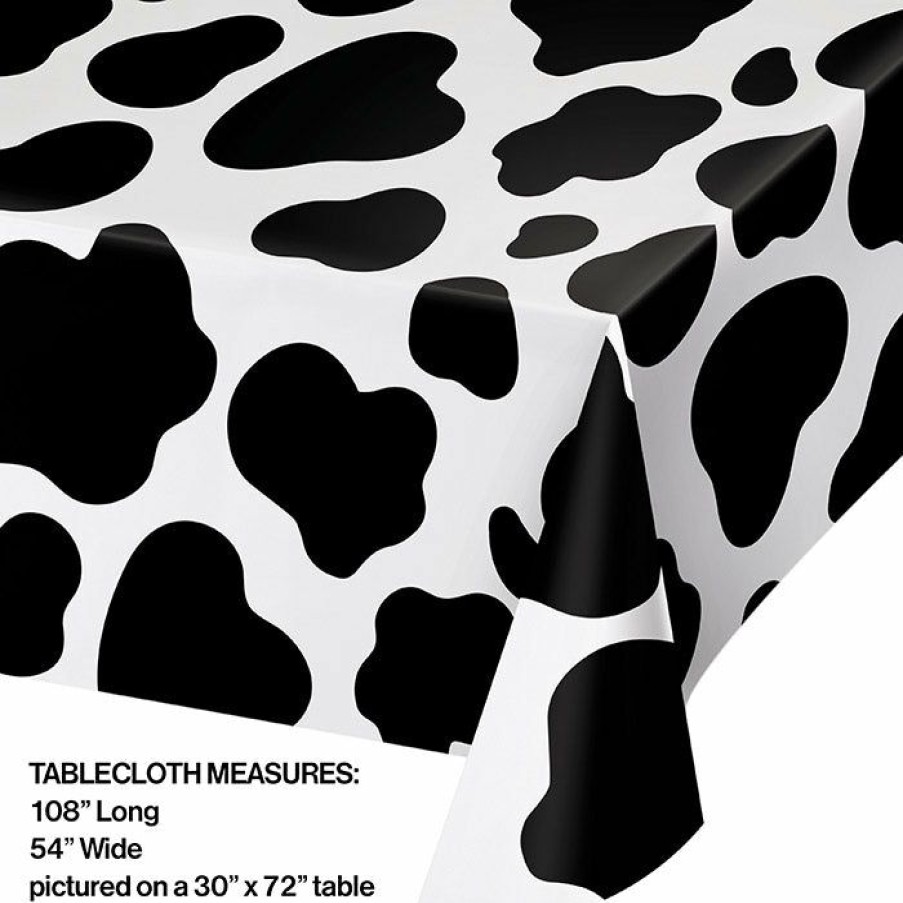 Themed Tableware * | Creative Converting Themed Tableware Cow Print Plastic Table Cover, 54 X 108