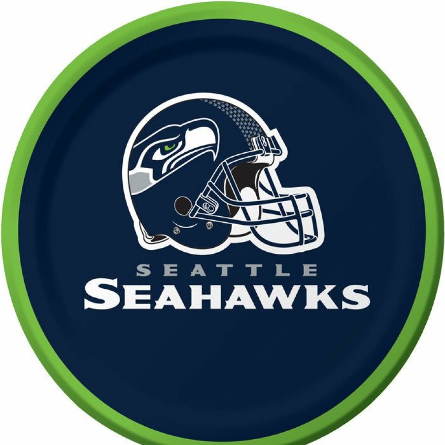 Sports * | Creative Converting Nfl And Football Party Supplies Seattle Seahawks Dessert Plates, 8 Ct