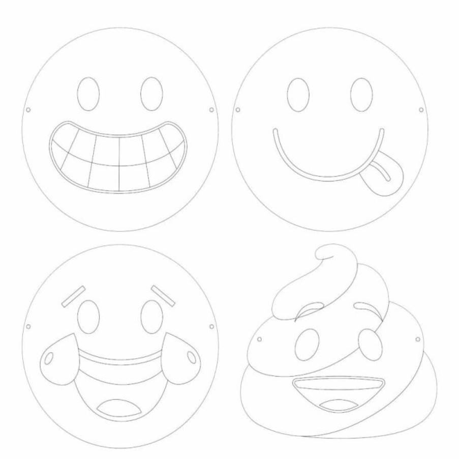 Birthdays * | Creative Converting Show Your Emojions Favor, Color-Your-Own Mask (Case Pack Of 72)