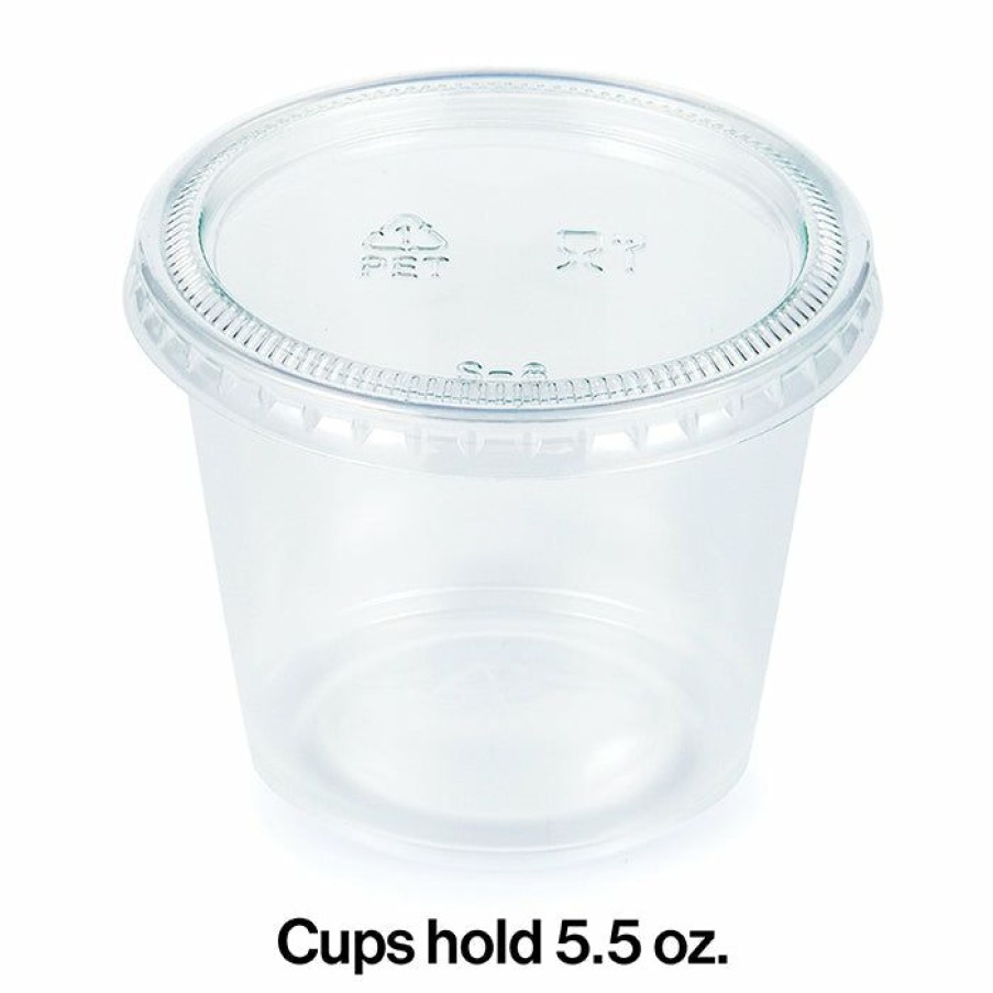 Solid Color Tableware * | Creative Converting Clear 16Ct 5.5 Oz Portion Cups, Clear With Lid, 16 Ct