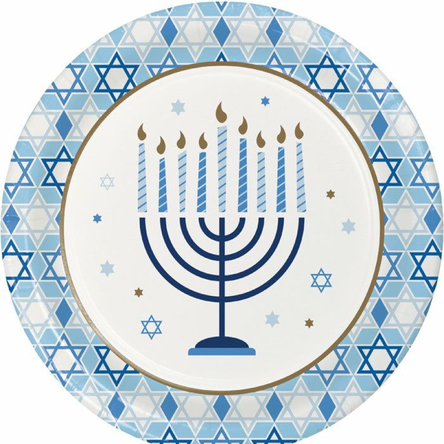 Holidays * | Creative Converting Hanukkah Decorations Hanukkah Celebration Dinner Party Plates 8 Ct