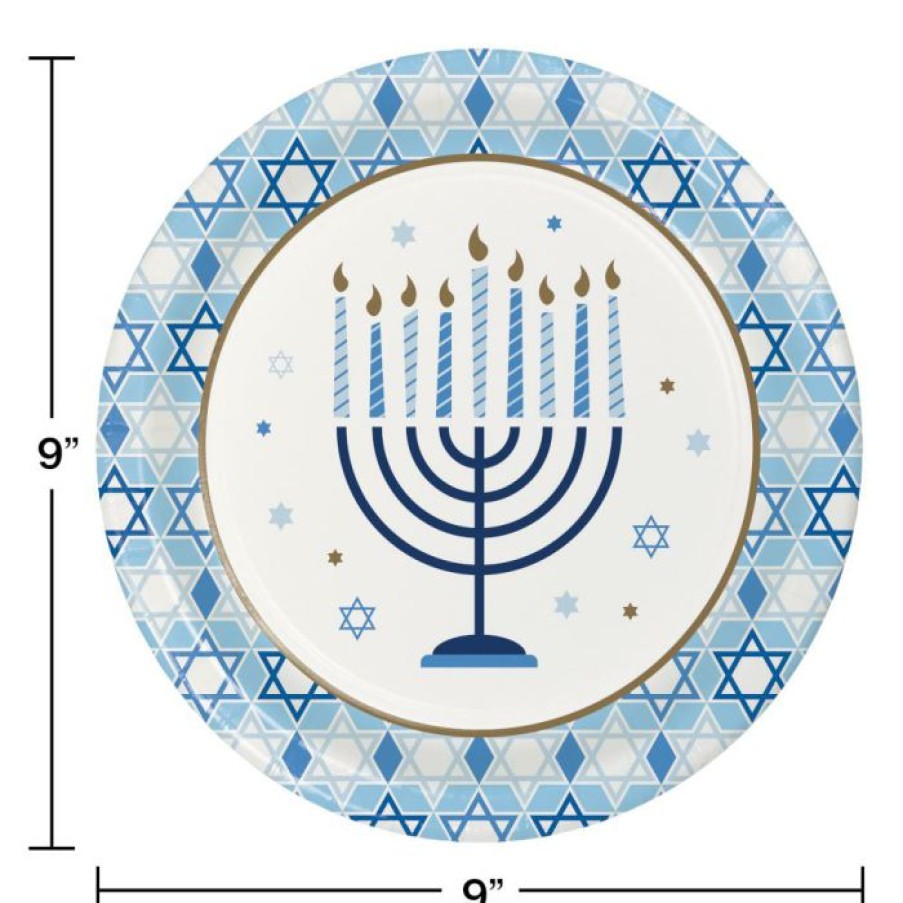 Holidays * | Creative Converting Hanukkah Decorations Hanukkah Celebration Dinner Party Plates 8 Ct