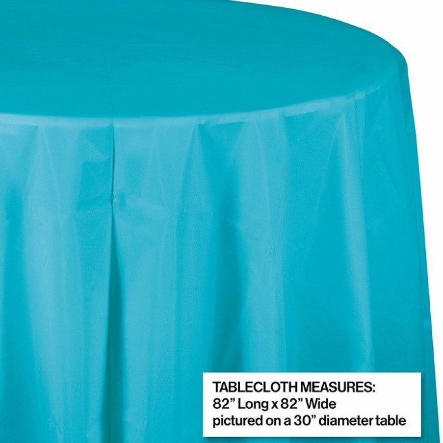 Solid Color Tableware * | Creative Converting Bermuda Blue Tablecover, Octy Round 82 Plastic