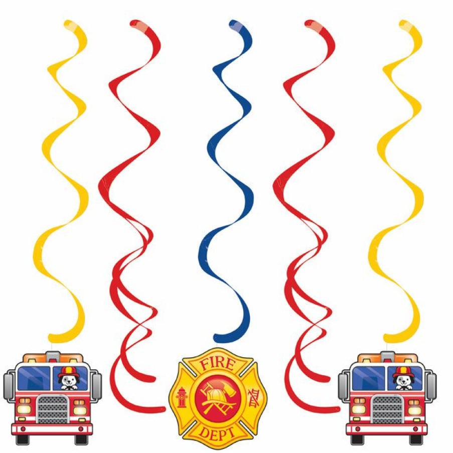 Birthdays * | Creative Converting Kids Birthday Party Themes Fire Truck Swirl Decorations, 5 Ct