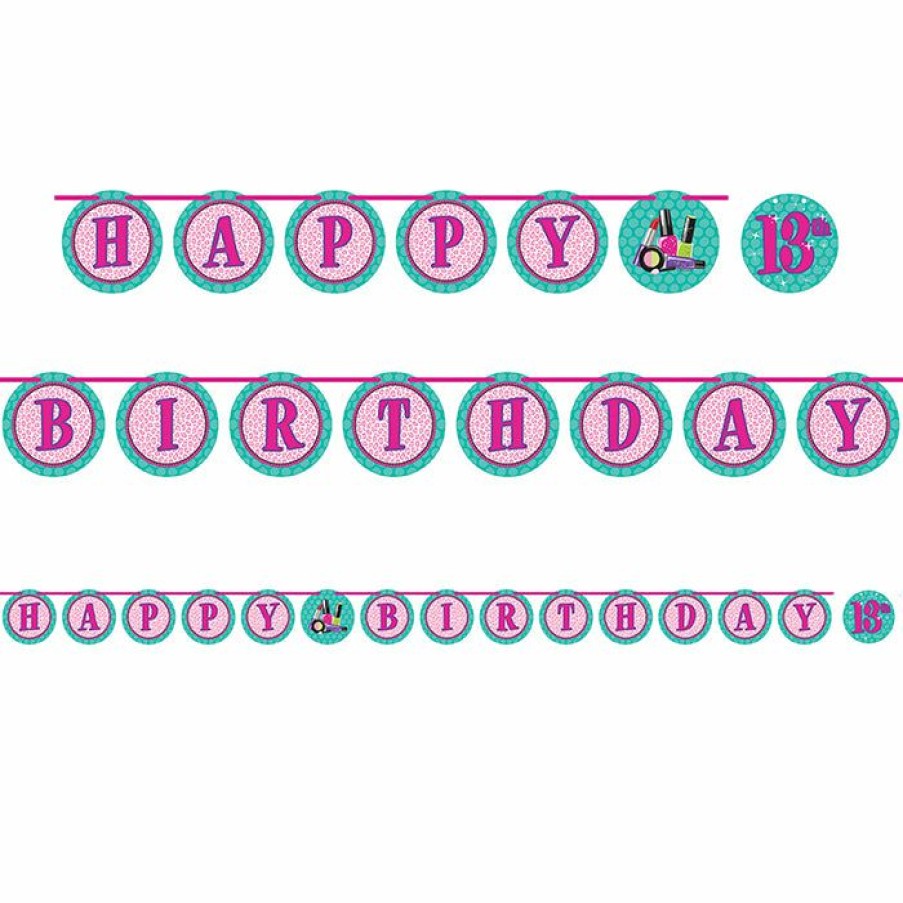 Birthdays * | Creative Converting Sparkle Spa Party Ribbon Banner Kids Birthday Party Themes