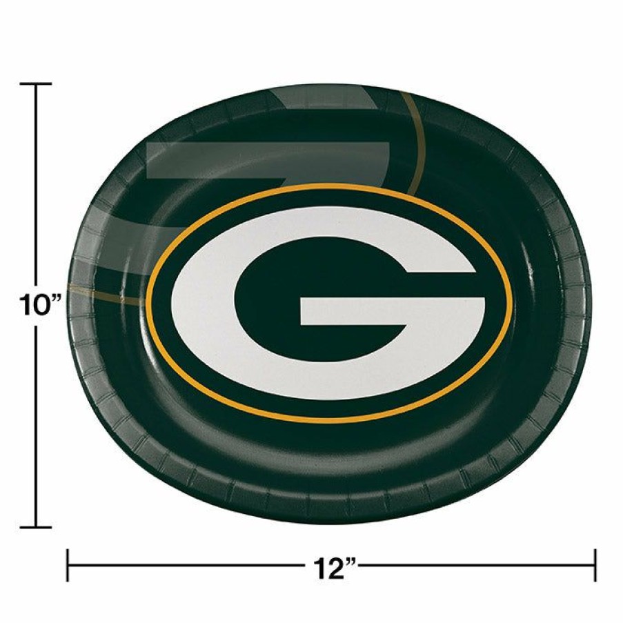 Sports * | Creative Converting Green Bay Packers Oval Platter 10 X 12 , 8 Ct Nfl And Football Party Supplies