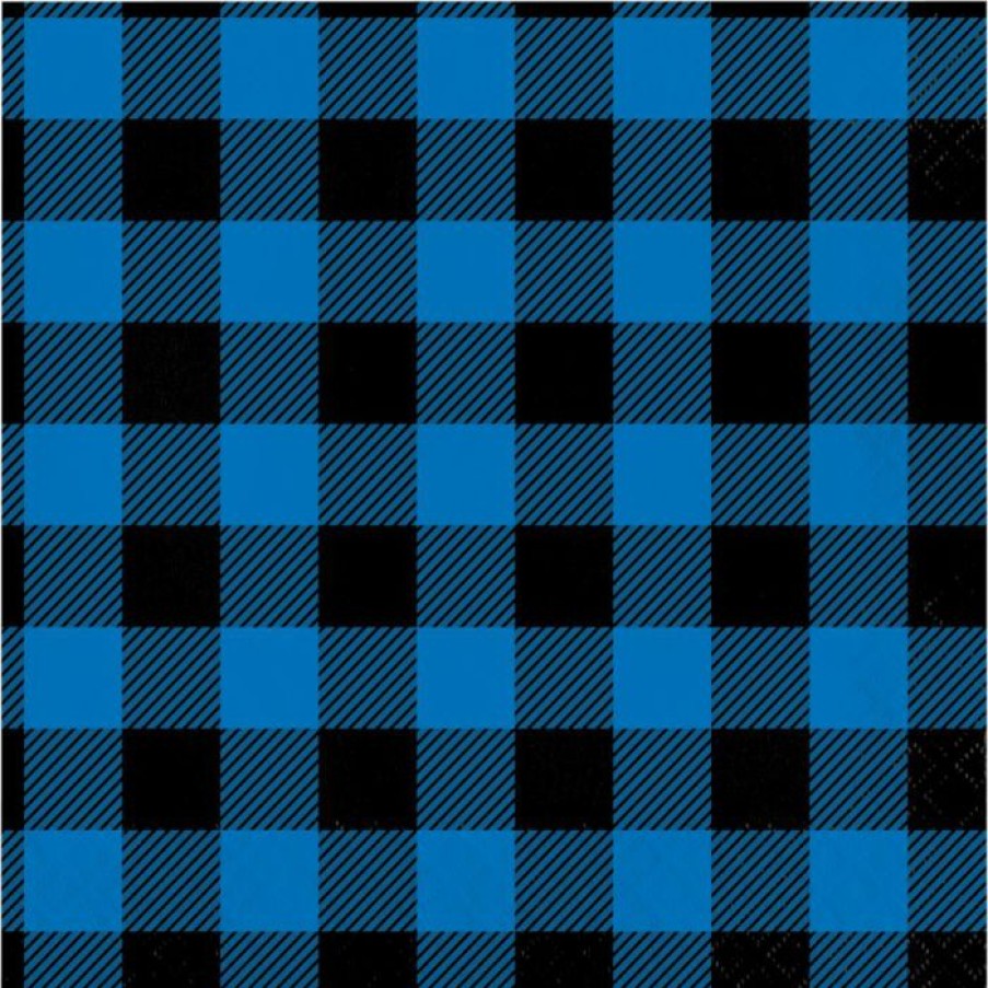 Themed Tableware * | Creative Converting Themed Tableware Blue Black Buffalo Plaid Luncheon Napkin (16/Pkg)