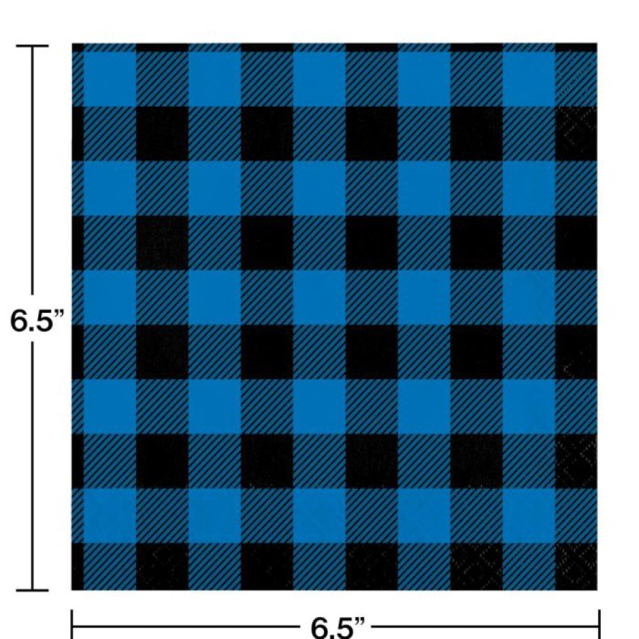 Themed Tableware * | Creative Converting Themed Tableware Blue Black Buffalo Plaid Luncheon Napkin (16/Pkg)