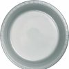 Solid Color Tableware * | Creative Converting Shimmering Silver Plastic Banquet Plates, 20 Ct