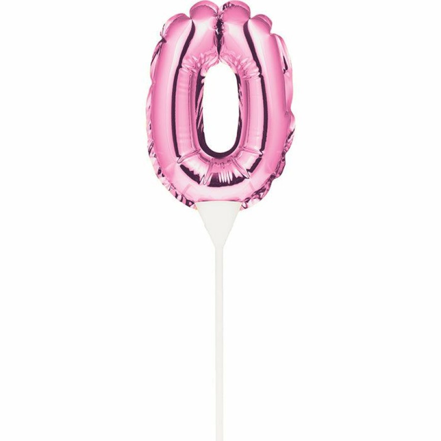 General Decorations * | Creative Converting Pink 0 Number Balloon Cake Topper (12/Case) General Decorations